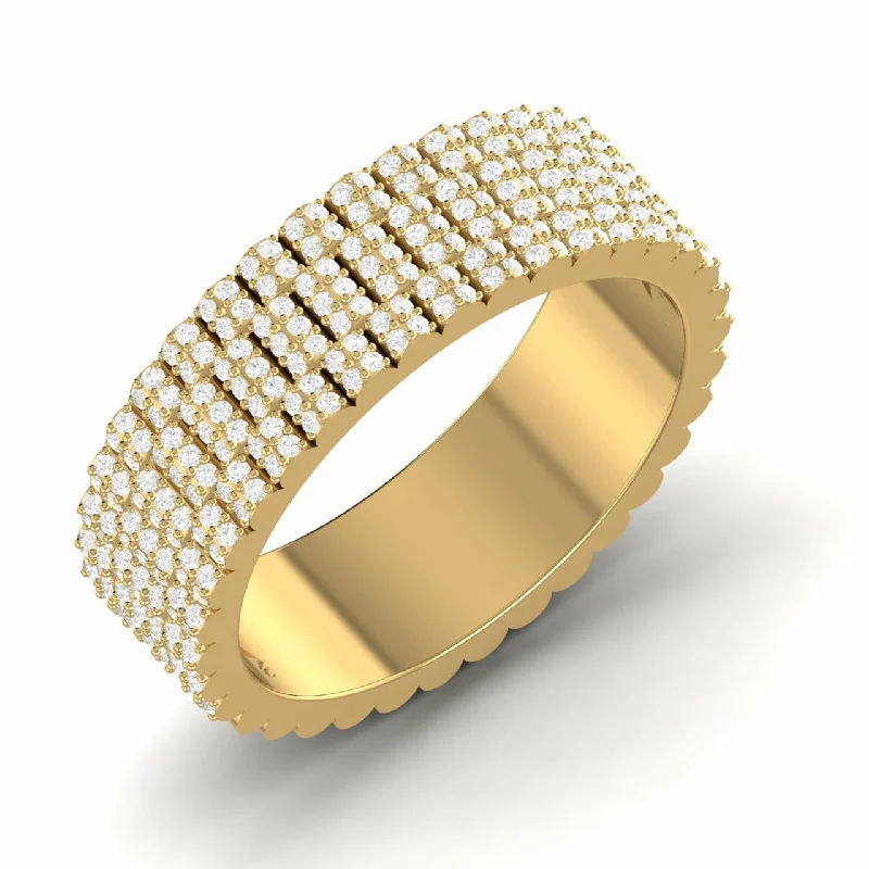 Ladies silver ring-Zeus 360 Natural Diamond Band in 18K Gold