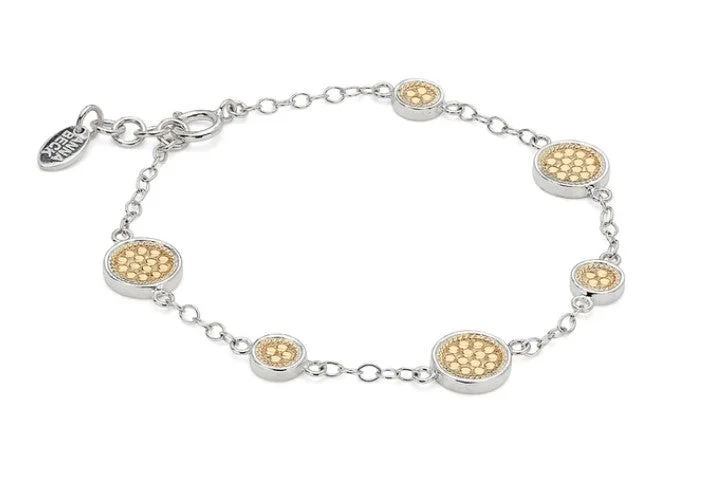 Ladies hammered bracelet-Classic Station Bracelet - Gold & Silver