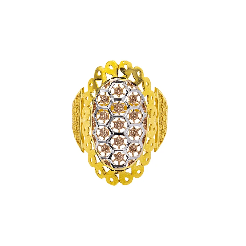 Ladies fine diamond ring-22K Multi-Tone Gold Cocktail Ring (4.2gm)